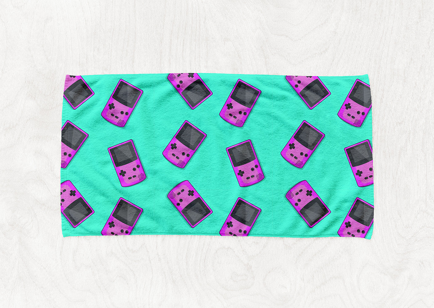 Manta / Toalha Game Boy Roxo Fundo Cyan - M003