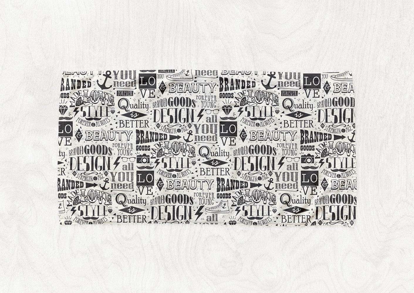 Manta / Toalha Letras Lettering Preto Fundo Branco - M014