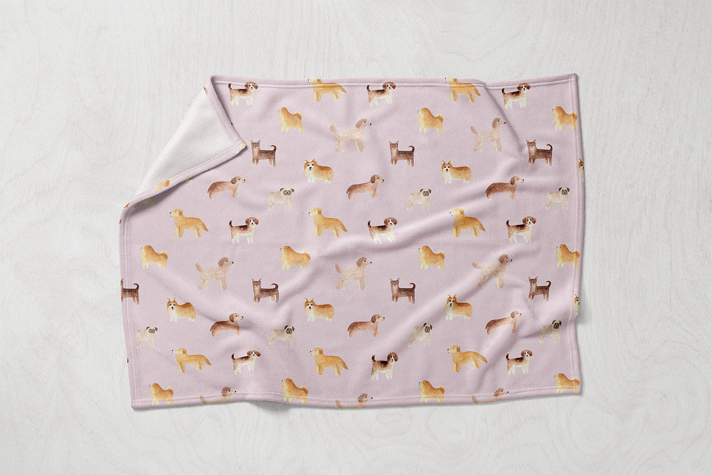 Manta / Toalha Vários Cães Fundo Rosa - M018