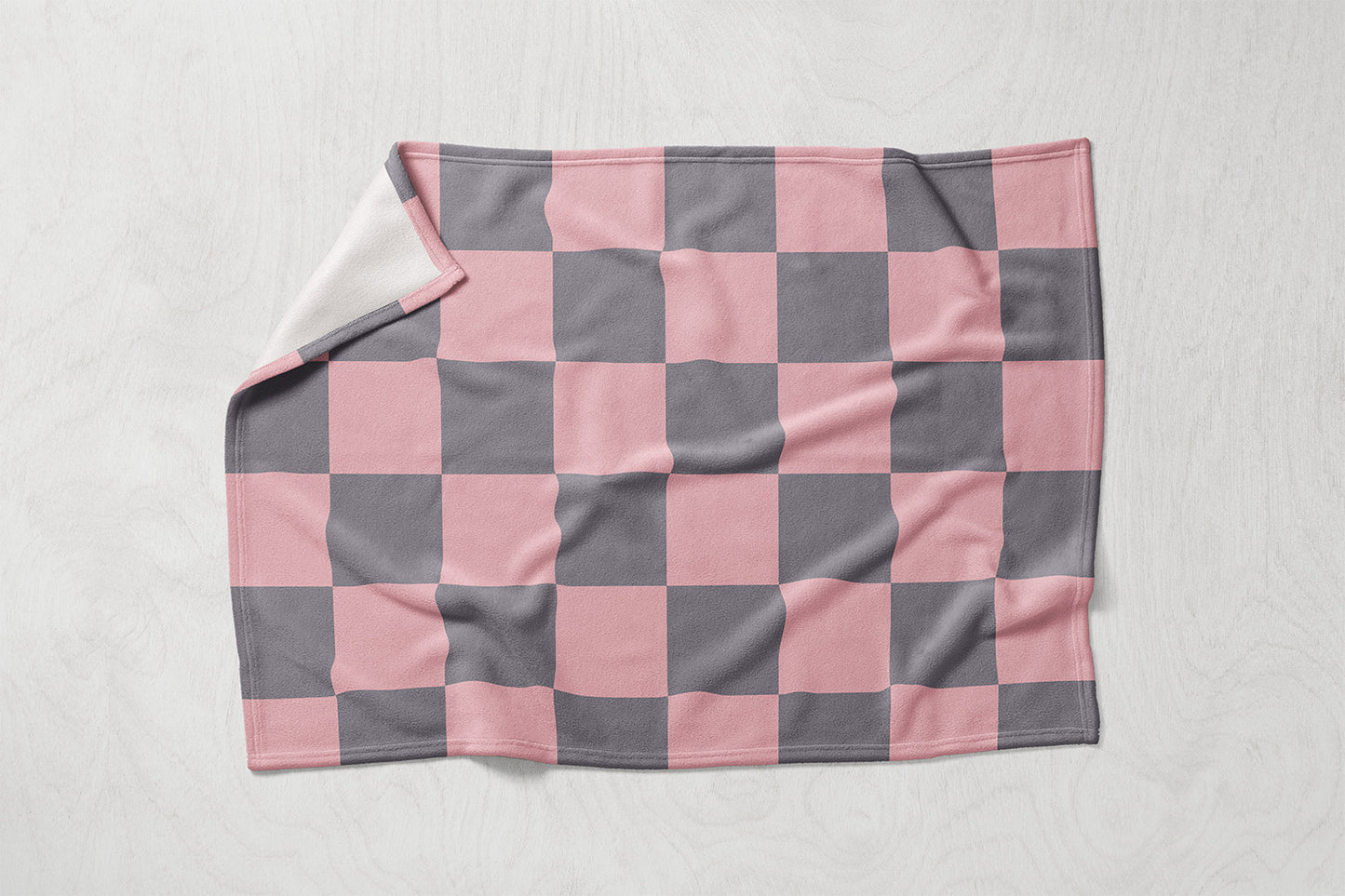 Manta / Toalha Xadrez Rosa e Cinza - M052