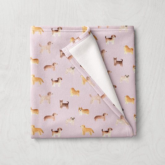 Manta / Toalha Vários Cães Fundo Rosa - M018