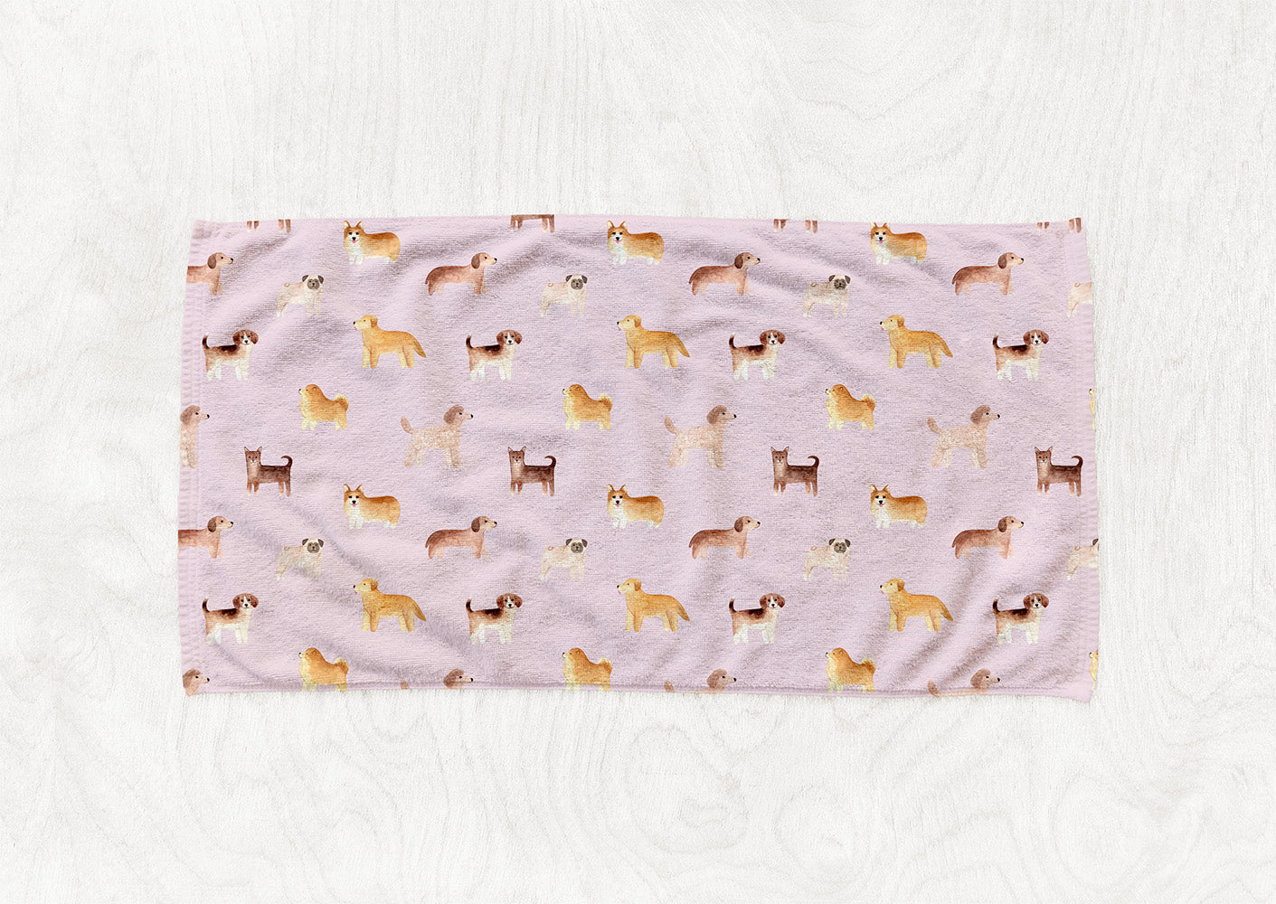 Manta / Toalha Vários Cães Fundo Rosa - M018