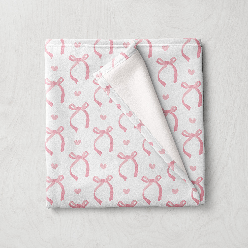 Manta / Toalha Laços Rosa Fundo Branco - M024