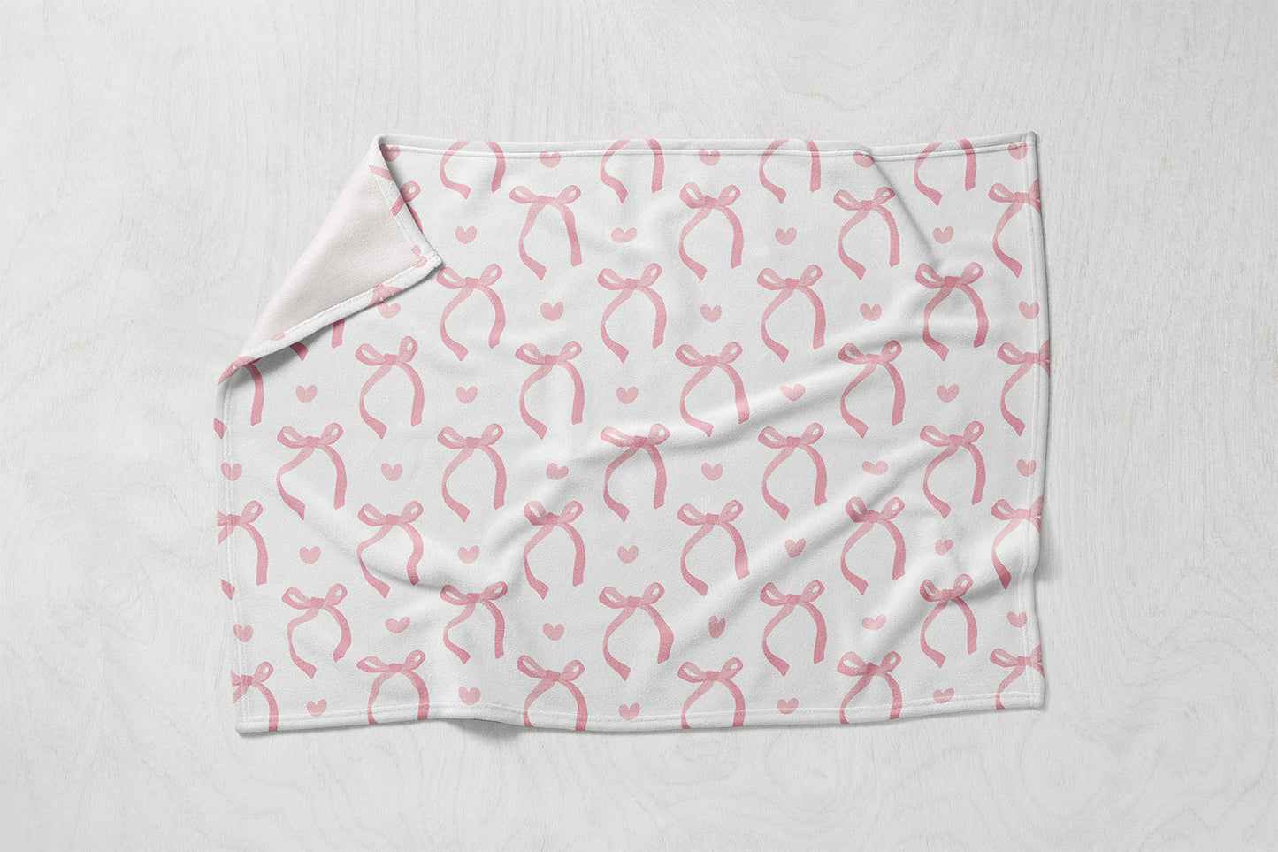 Manta / Toalha Laços Rosa Fundo Branco - M024