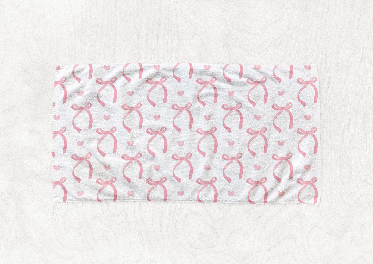 Manta / Toalha Laços Rosa Fundo Branco - M024