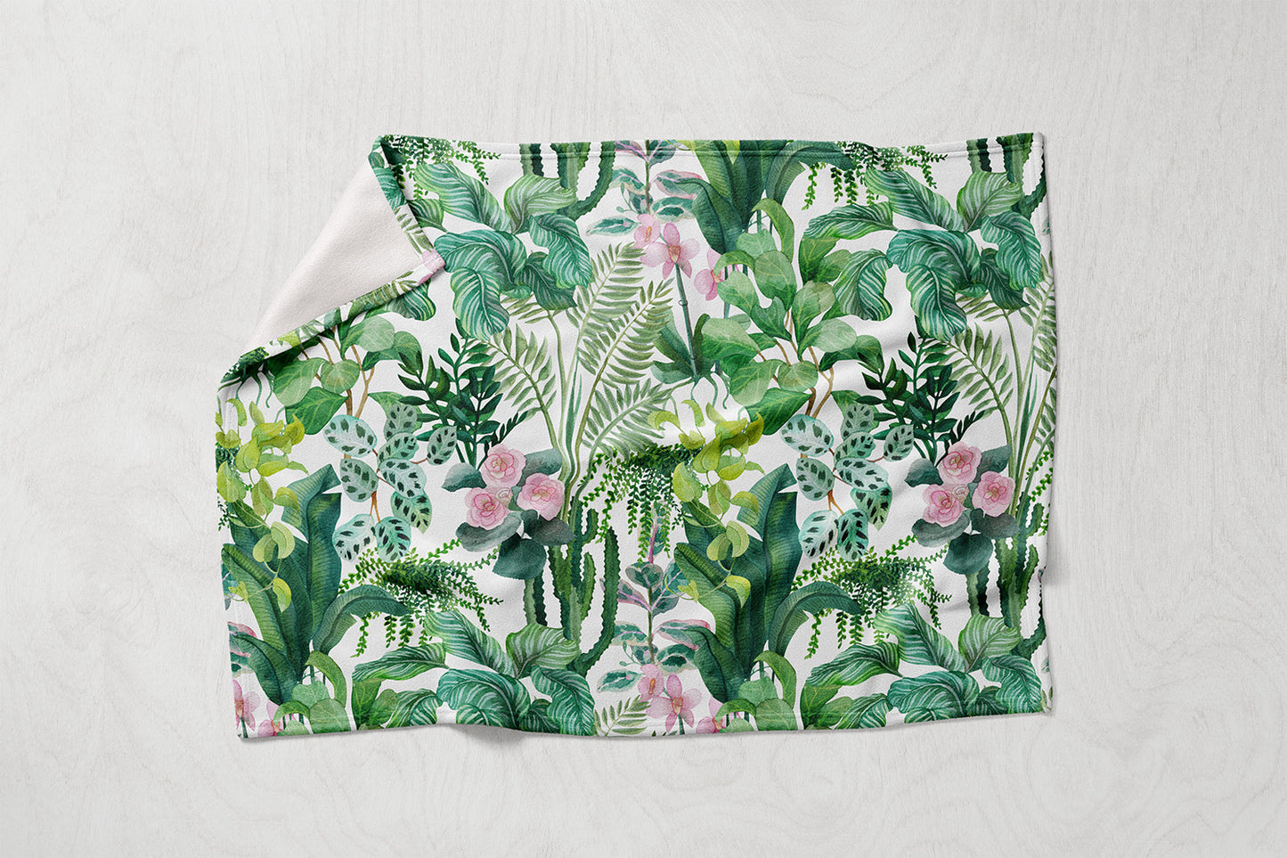 Manta / Toalha Plantas Verdes Fundo Branco - M028