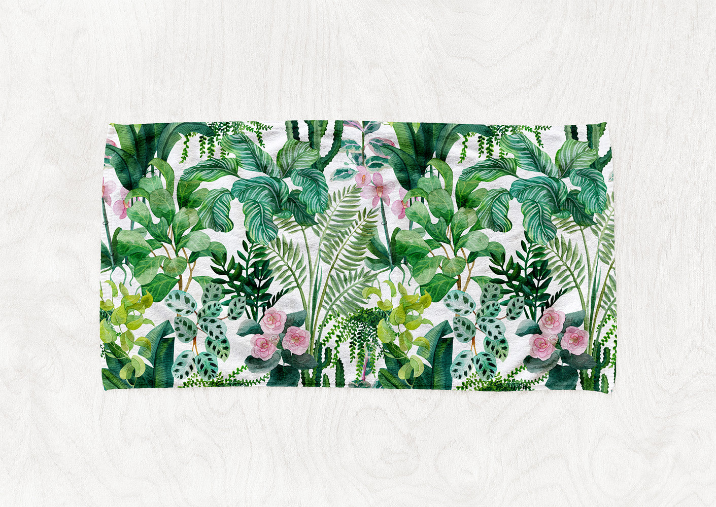Manta / Toalha Plantas Verdes Fundo Branco - M028