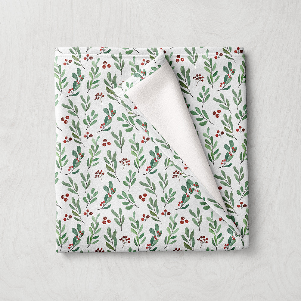 Manta / Toalha Natal Azevinhos Fundo Branco - M033