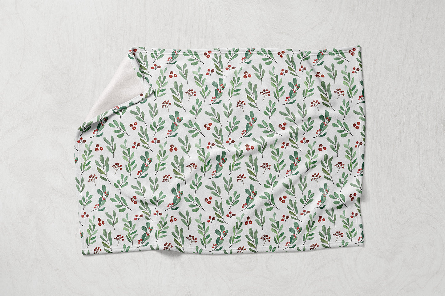 Manta / Toalha Natal Azevinhos Fundo Branco - M033